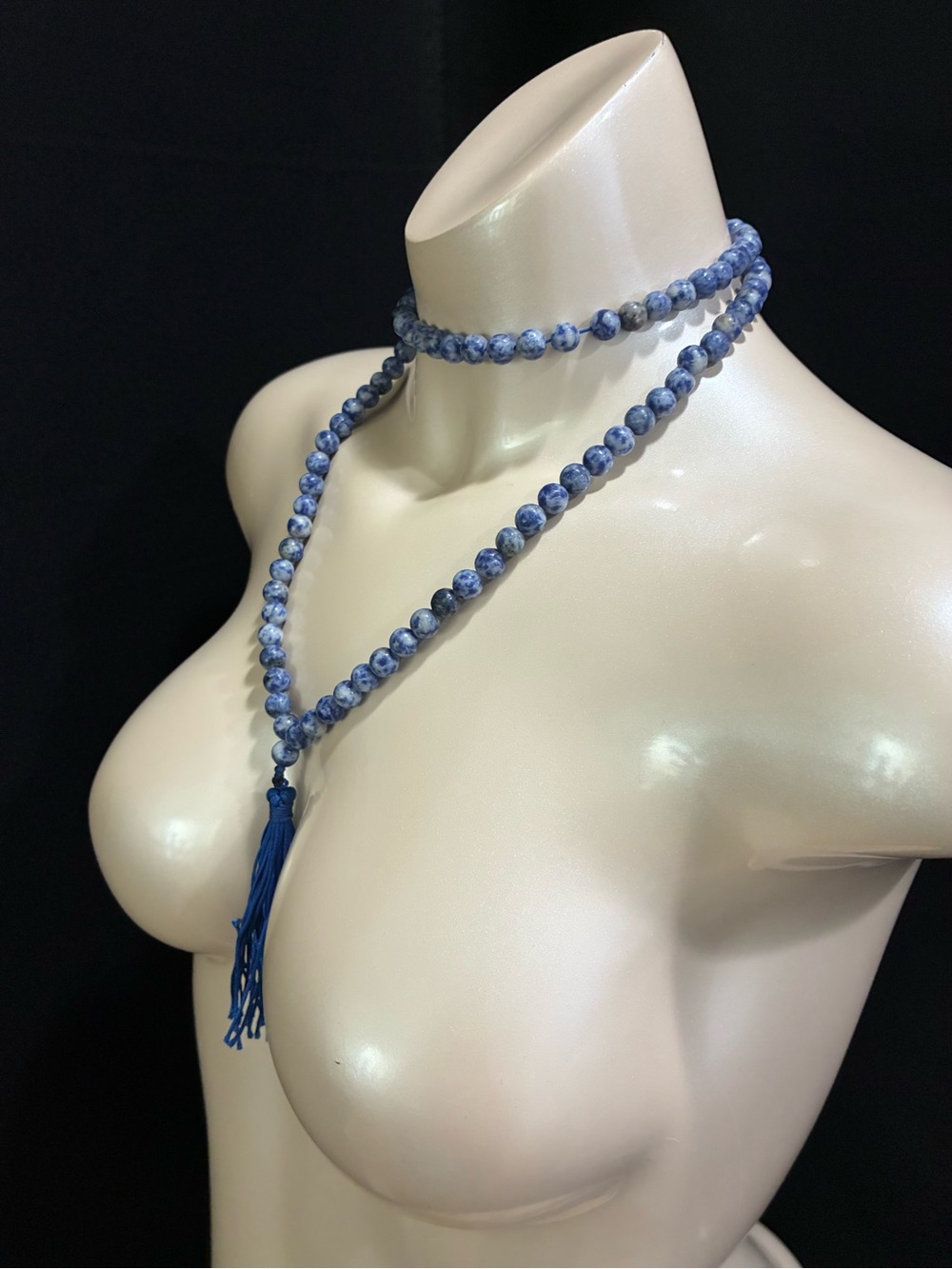 Stunning BL & WH Natural Stone Beaded Tassel Necklace Casual Everyday Elegant - Picture 3 of 13